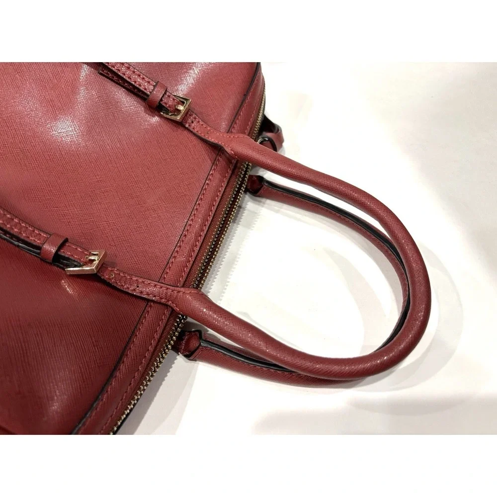 Coccinelle Red Saffiano Leather Satchel Tote Bag Gold Hardware Italy EUC